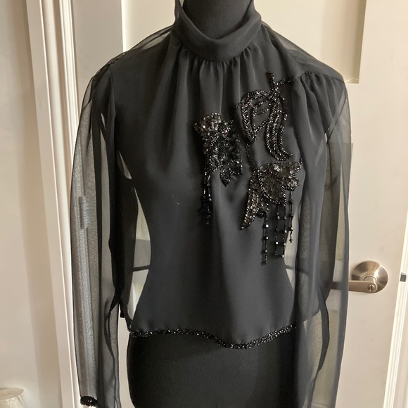 VINTAGE SHEER BEADED OVER JACKET - Picture 1 of 7